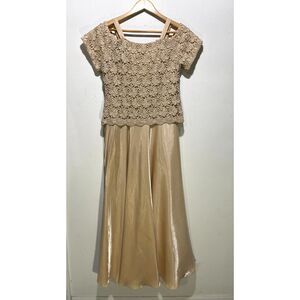 Le Sien New York gold maxi dress VTG brides mother wedding fest holiday women 12